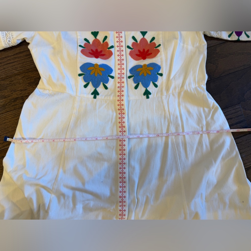 Sezane Georgia Dress. Size 34. Floral Embroidered Maxi Dress. White blue purple - Picture 9 of 9